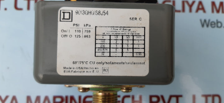 Square D 9013ghg1s8j54 pressure switch