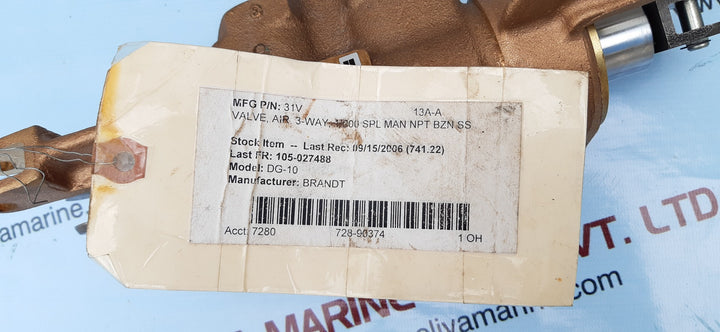 Parker m00080055 3-way manual valve