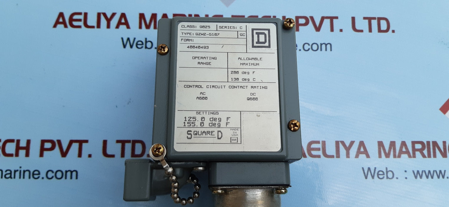 Square d class 9025 gzw2-s107 pressure switch ser. c