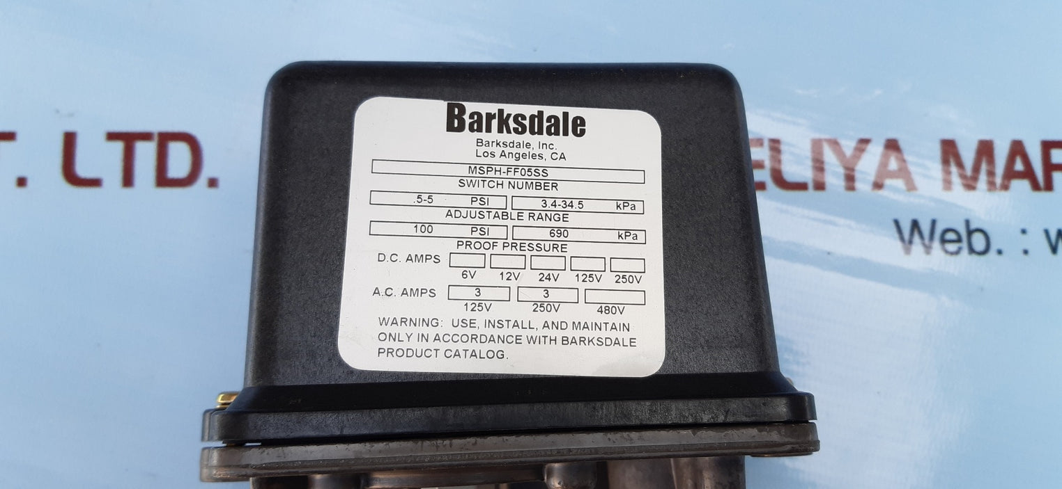 Barksdale msph-ff05ss mechanical pressure switch 100 psi