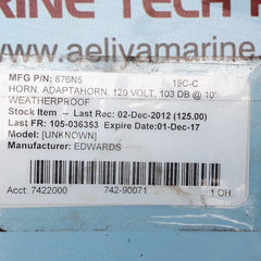 Edwards signaling 876n5 weatherproof vibrating horn 120v 50/60hz 0.125a