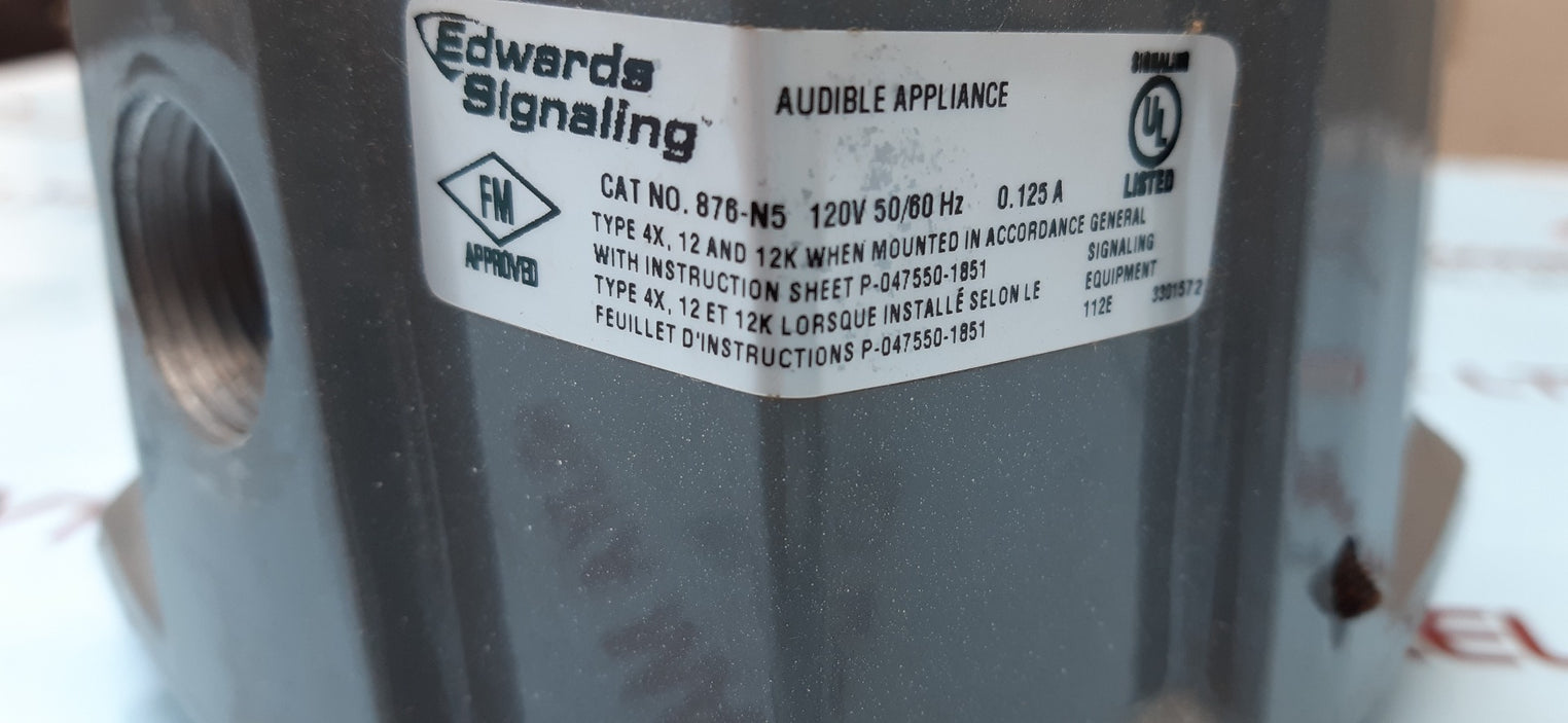 Edwards signaling 876n5 weatherproof vibrating horn 120v 50/60hz 0.125a