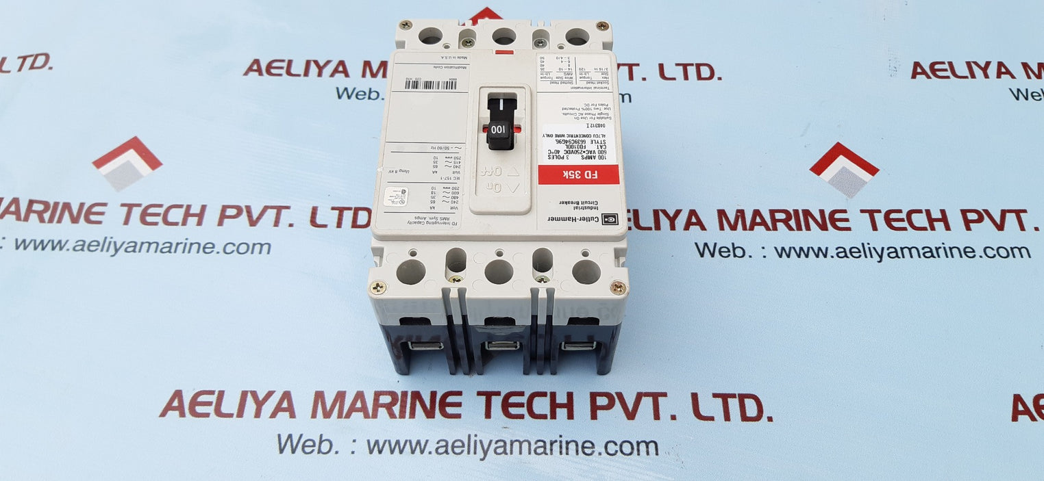 Eaton cutler hammer fd35k 3 pole circuit breaker 100 amps