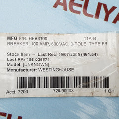 Eaton cutler hammer fd35k 3 pole circuit breaker 100 amps