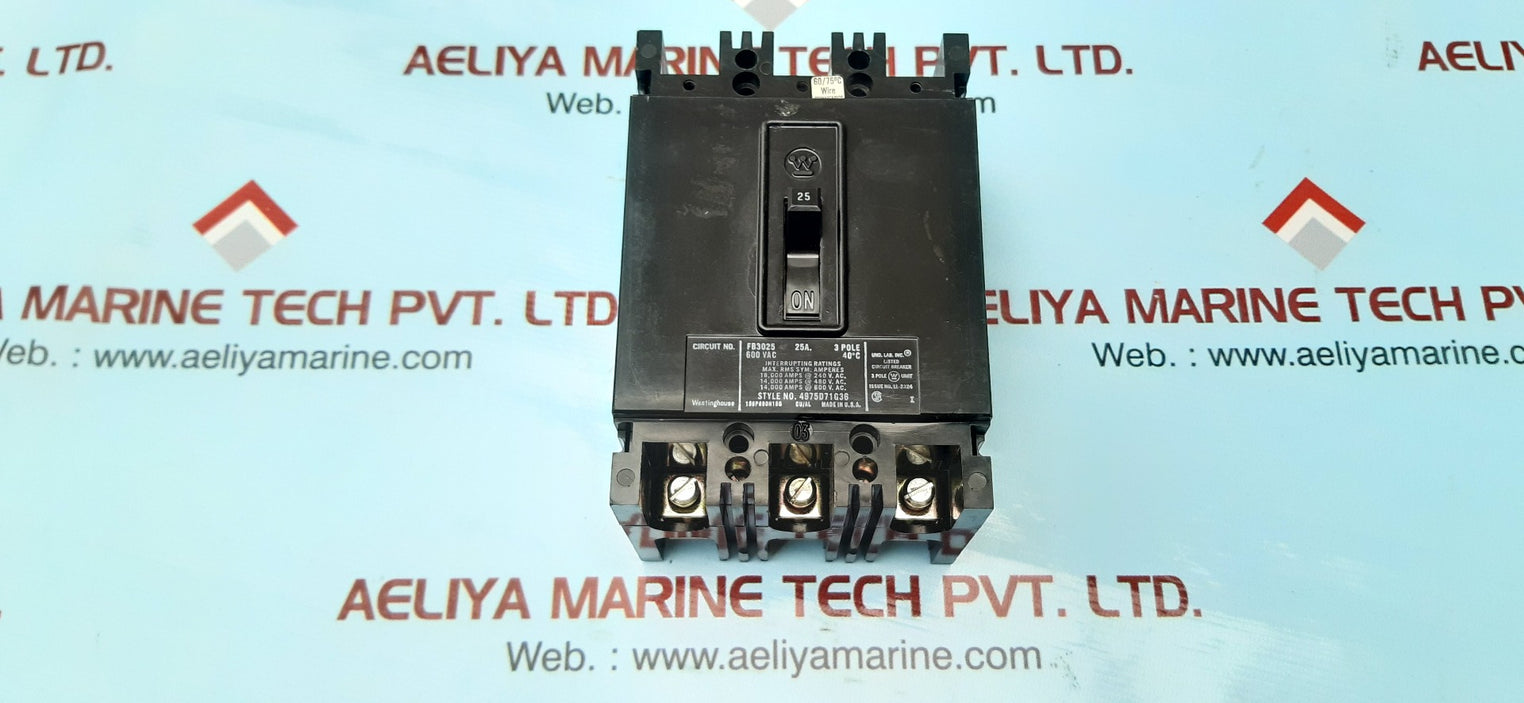 Westinghouse fb3025 600vac 25a 3pole 40'c circuit breaker