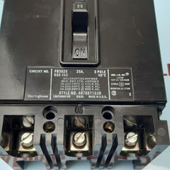 Westinghouse fb3025 600vac 25a 3pole 40'c circuit breaker