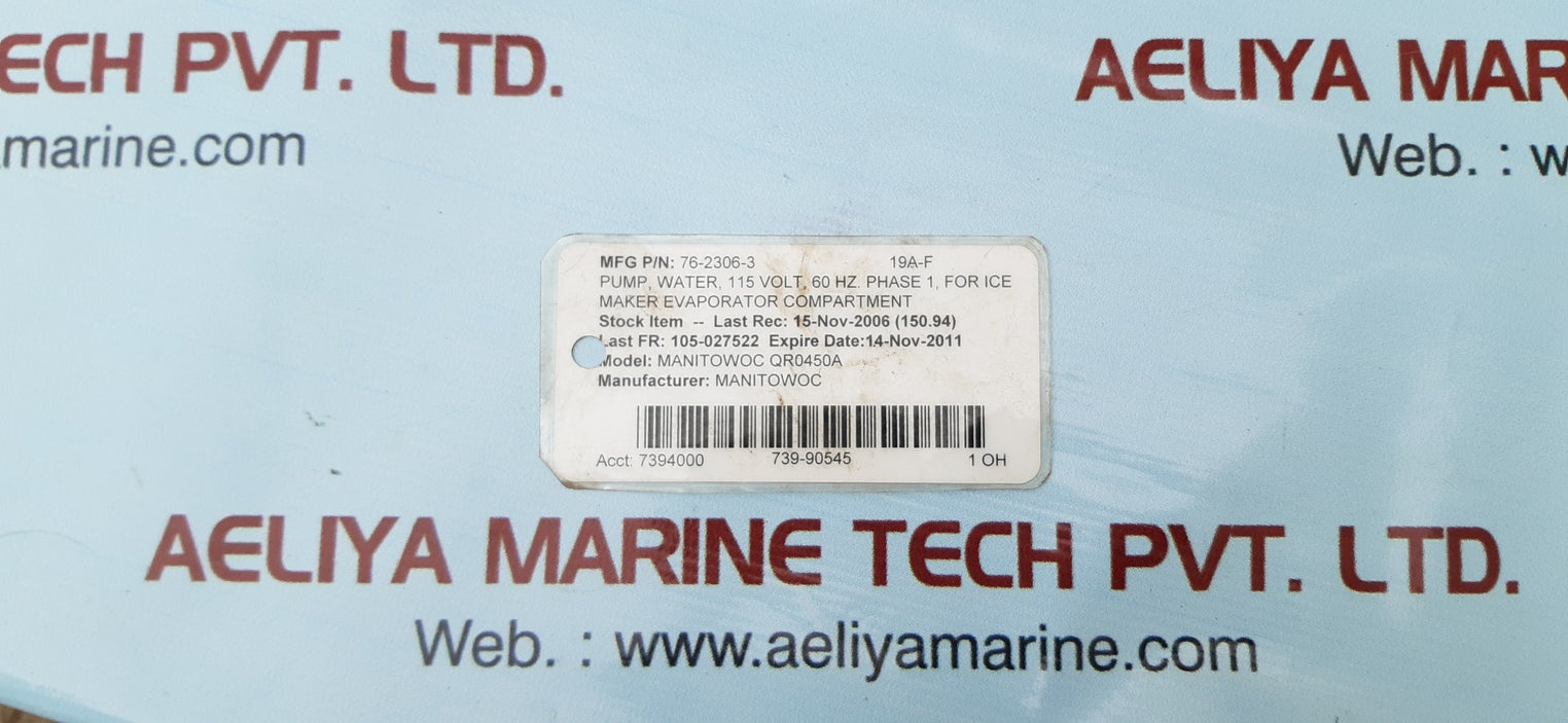 Manitowoc 76-2306-3 water pump 115volts