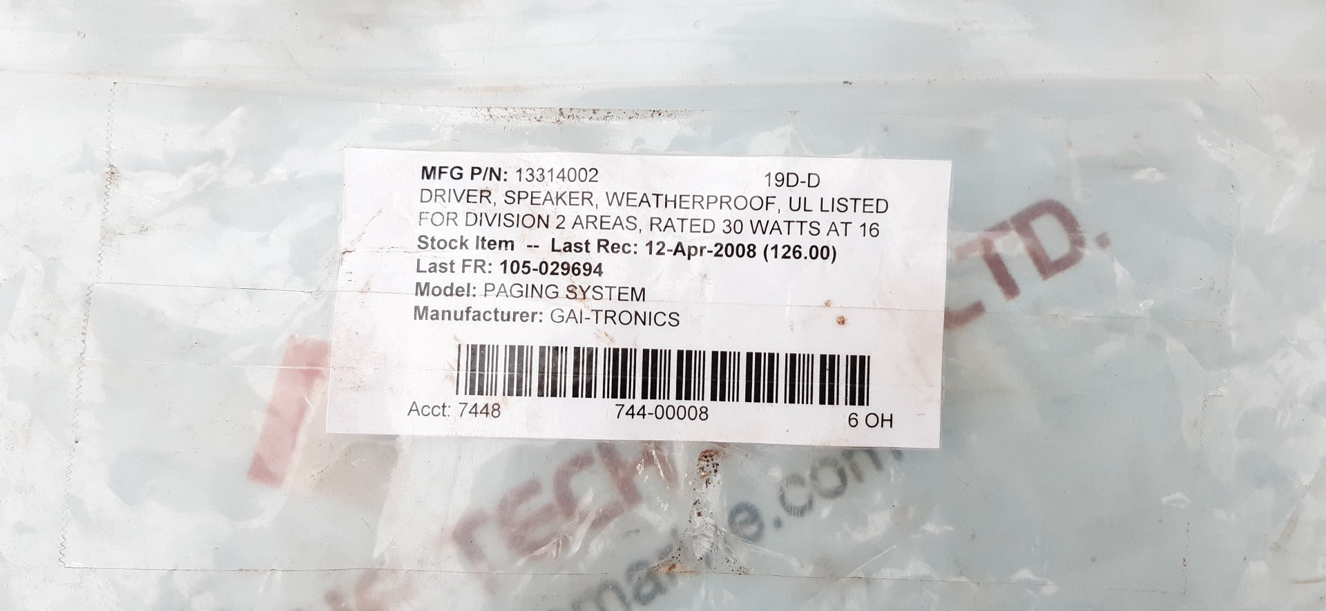 Gai-tronics 13314-002 speaker driver