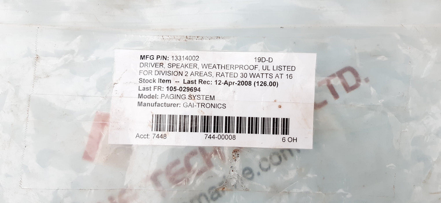 Gai-tronics 13314-002 speaker driver