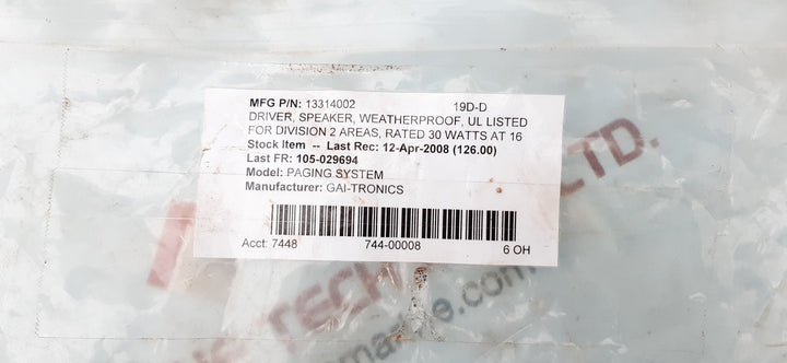 Gai-tronics 13314-002 speaker driver