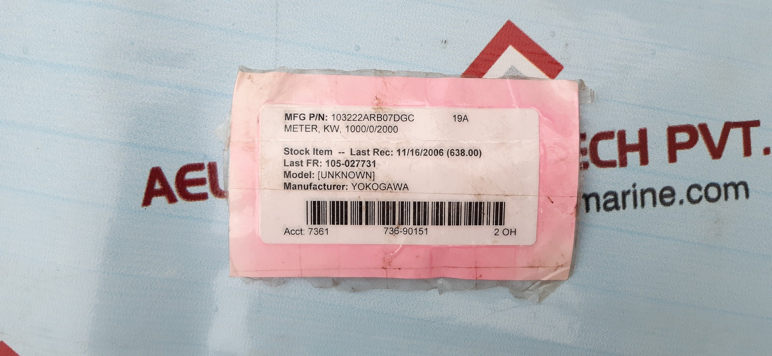 Yokogawa 103222arb07dgc ab-40 ac kilowatts meter