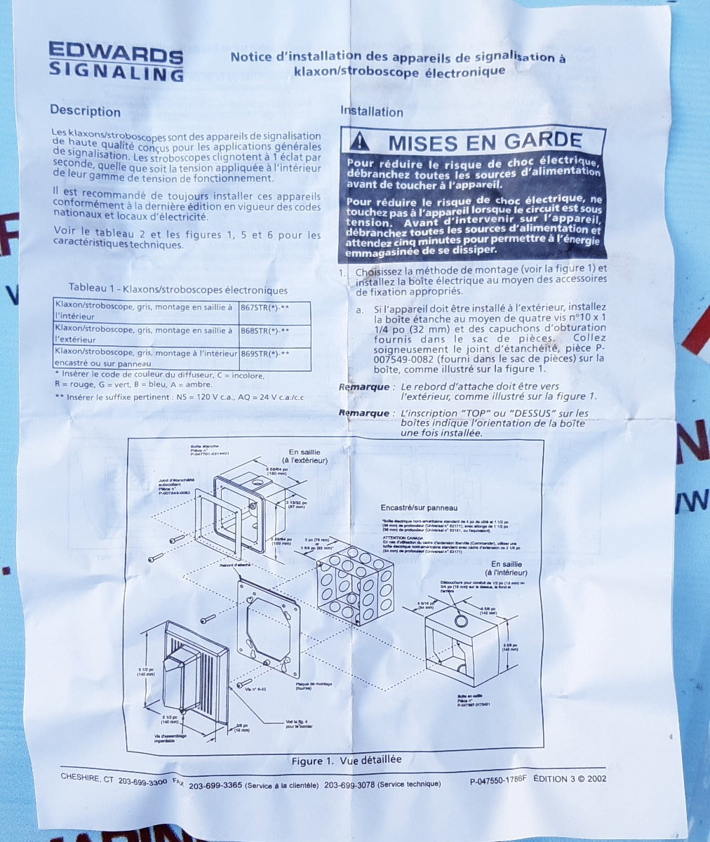 Edwards signaling 869strc-n5 horn strobe,clear,120vac