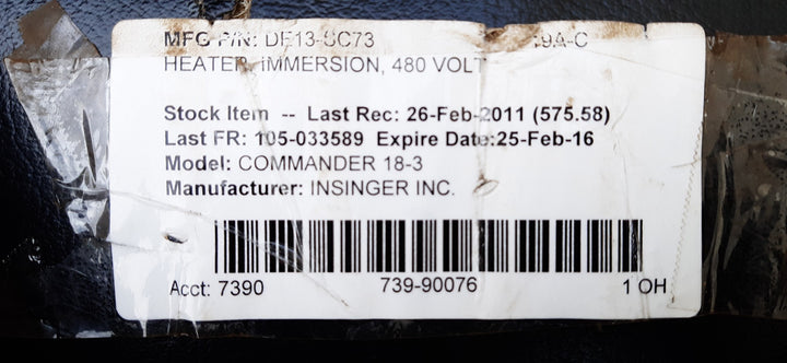 Immersion heater zim rw 192 de13-sc73 480v 3000w
