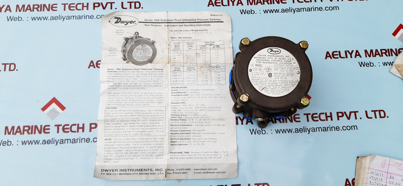 Dwyer 1950 00-2f explosion-proof differential pressure switch