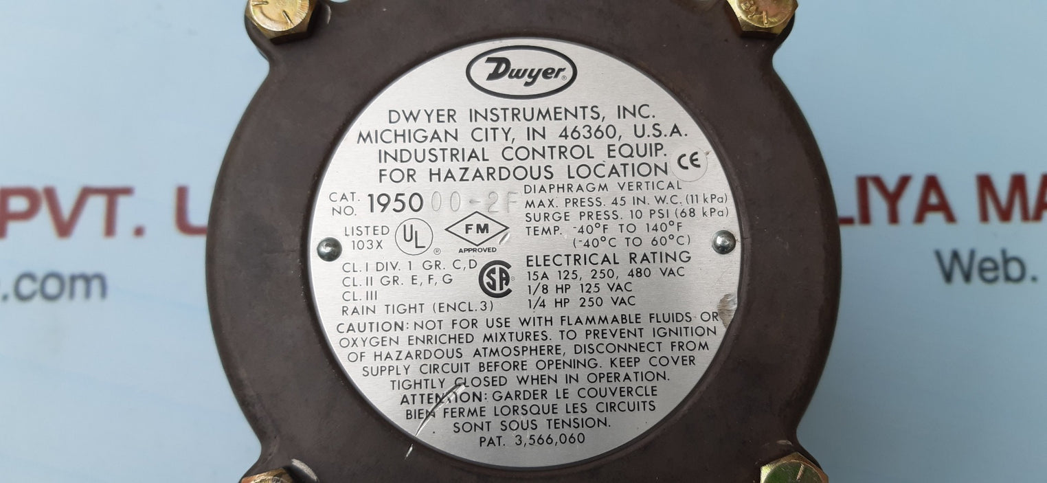 Dwyer 1950 00-2f explosion-proof differential pressure switch