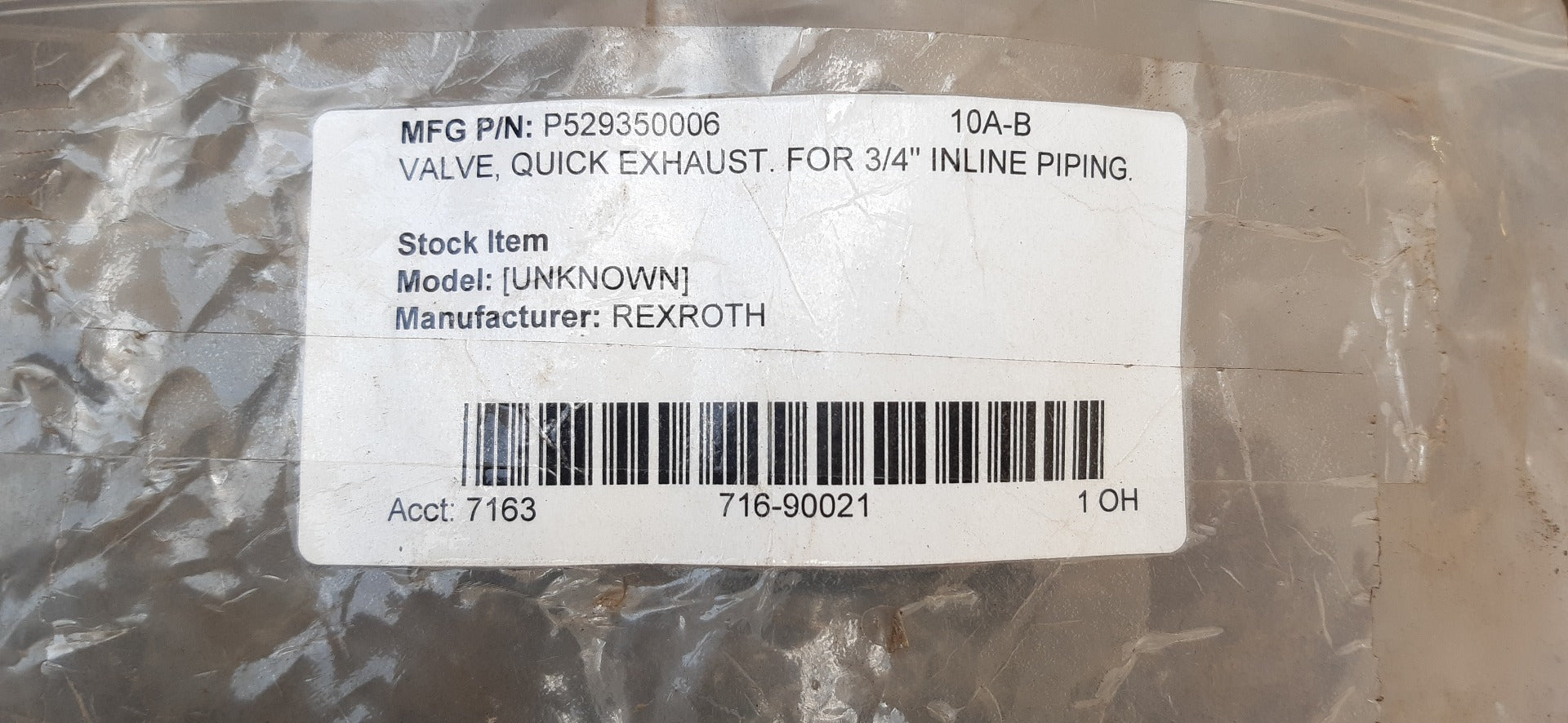 Wabco fluid p529356 quick release valve for 3/4" inline piping