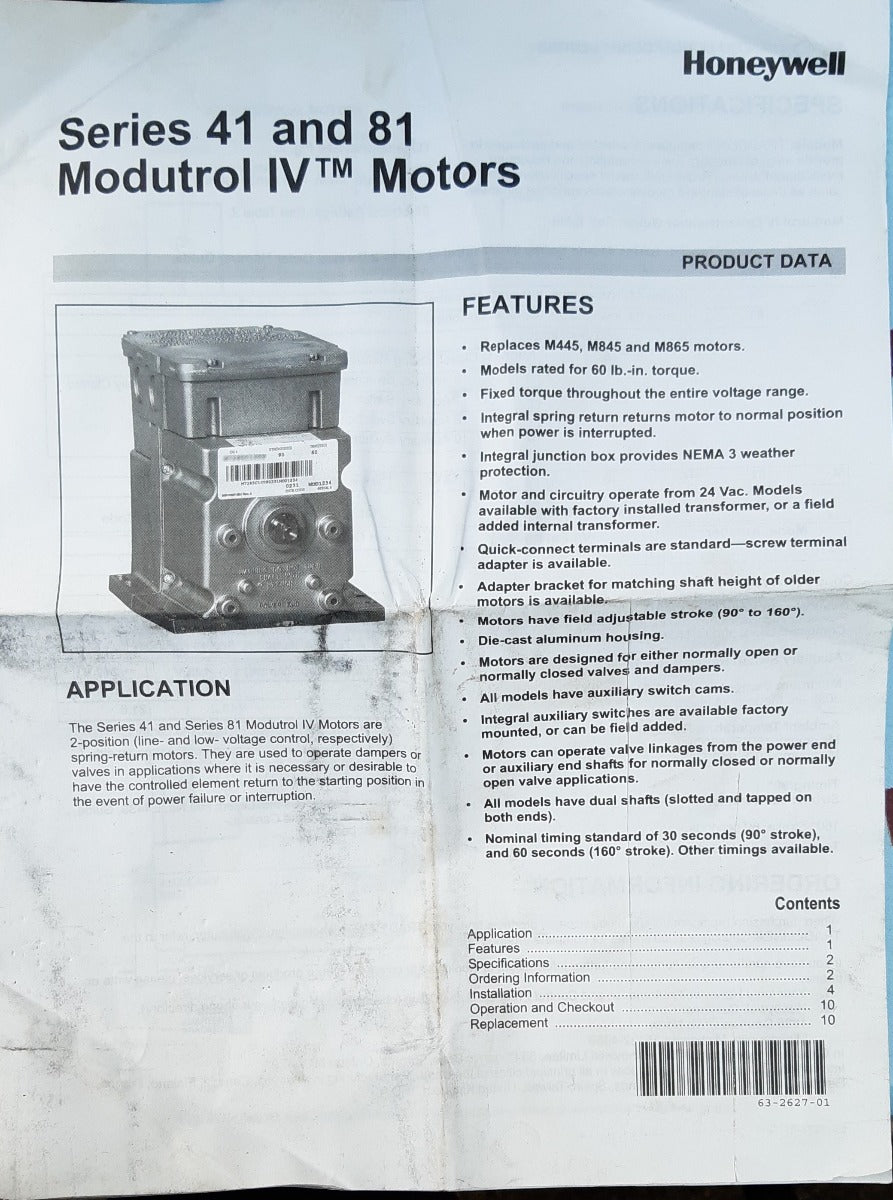 Honeywell m4185a1001 modutrol motor