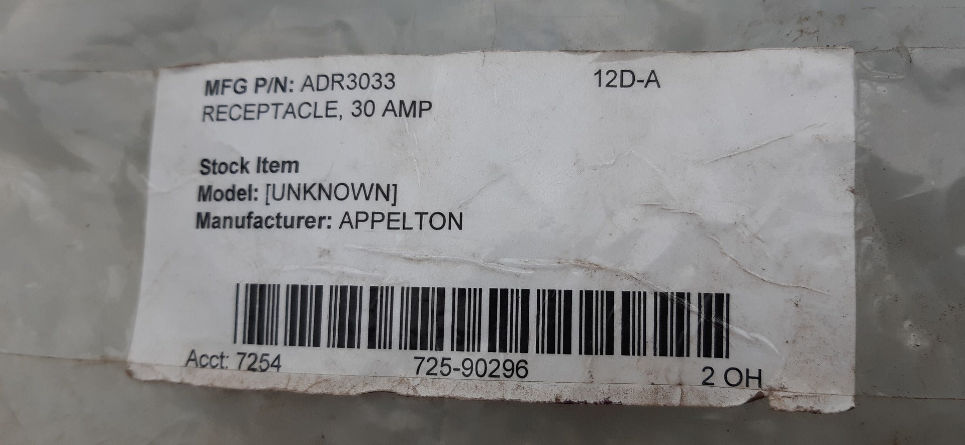 Appleton adr3033 receptacle 3-wire 3-pole 30-amp style1