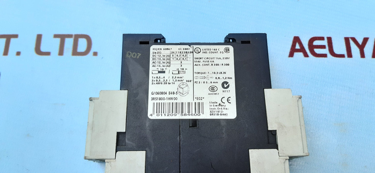 Siemens sirius 3rs 1800-1hw00 relay