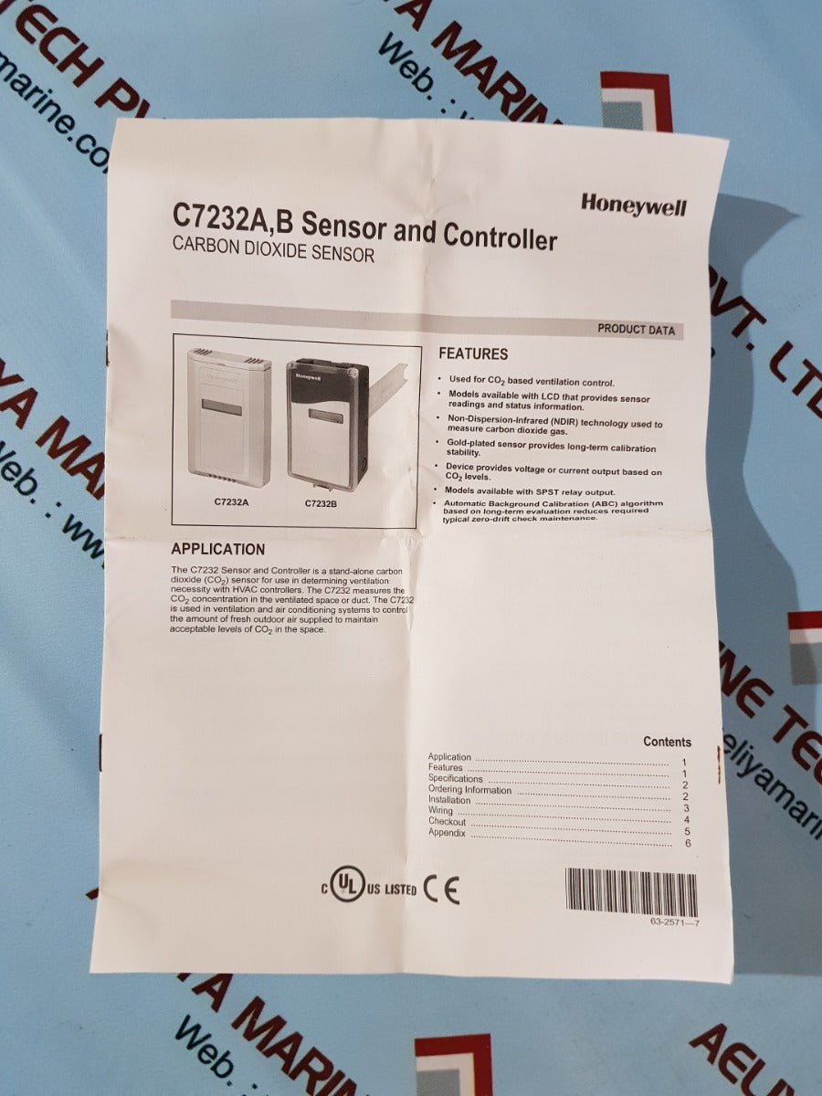 Honeywell c7232a1016 co2 sensor/controller