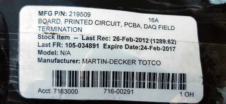 Totco 219508 fab rev h field termination board