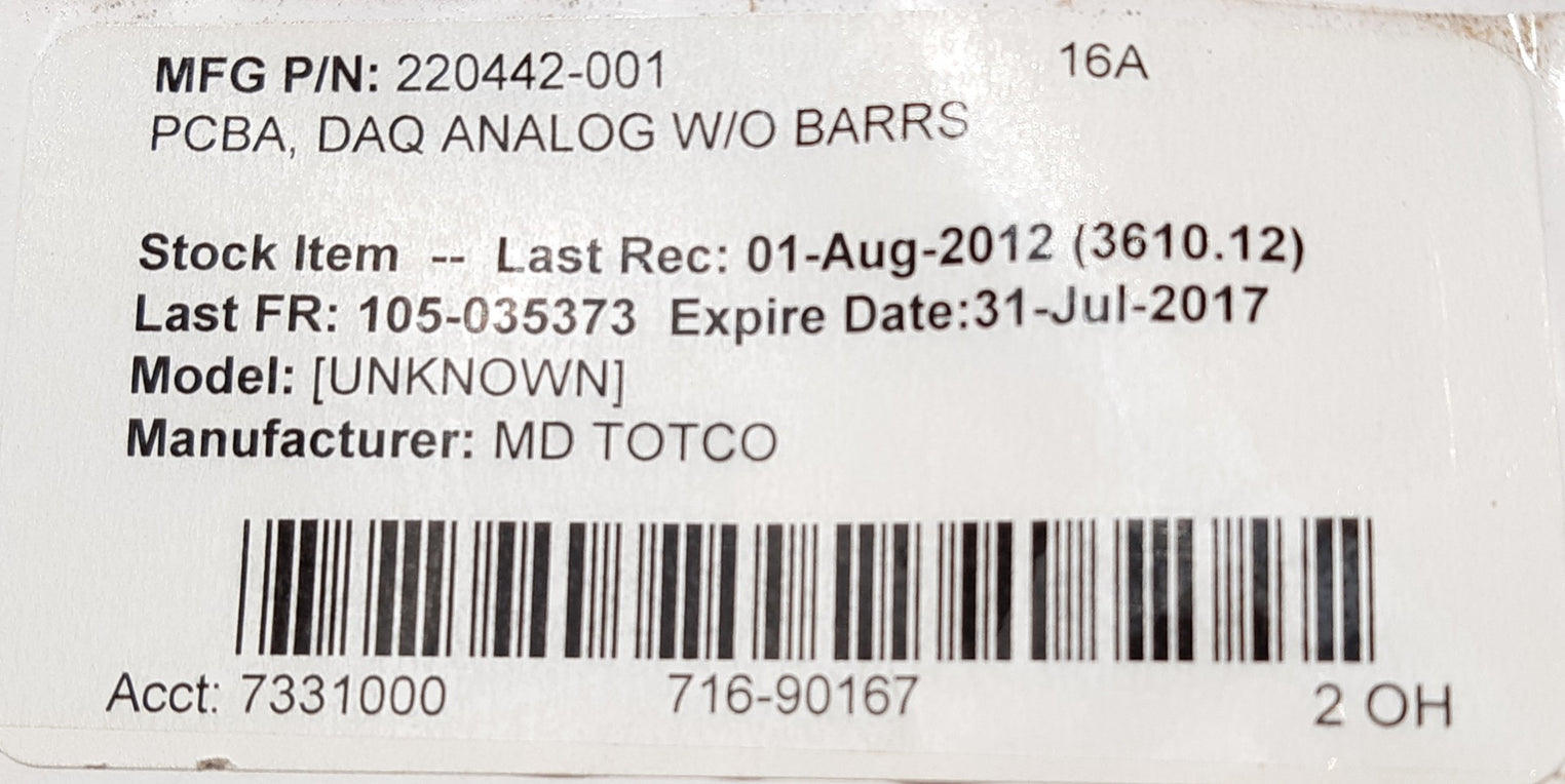 M/d totco 40219505 j3 fab rev b analog pcb board