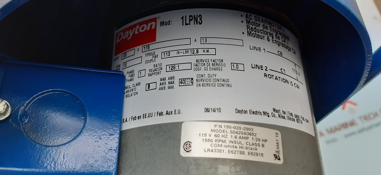 Abanaki st4cr oil skimmer motor tote-it 1lpn3 hp/cv:1/20