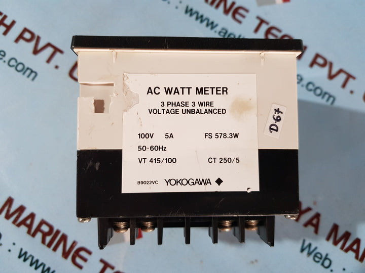Yokogawa dn96a55 w52-n-l-bl/cj ac watt meter 3 phase 3 wire
