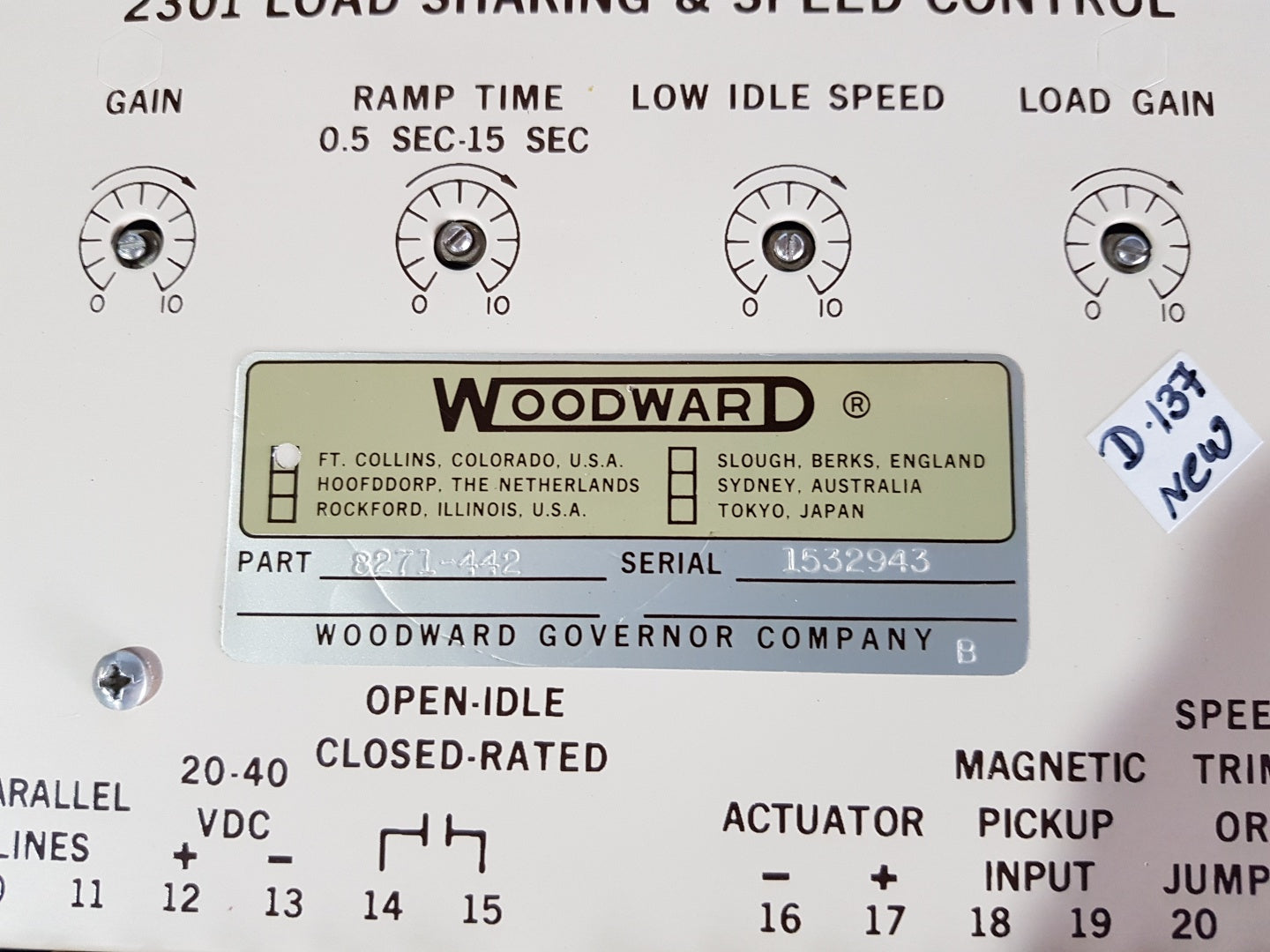 Woodward 8271-442 2301 load sharing & speed control