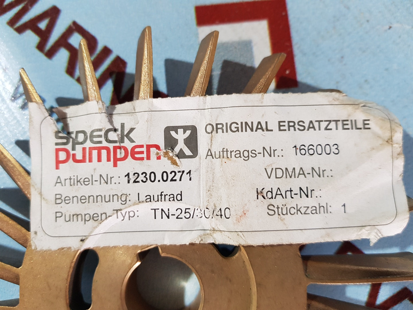 Speck pumpen tn-25/30/40 pump impeller brass