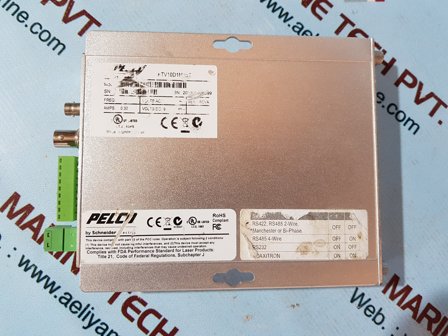 Pelco ftv10d1m1st video transmitter + 2 way data/up the coax