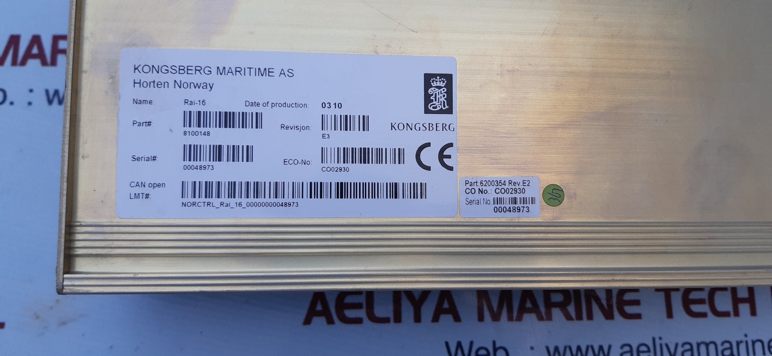 Kongsberg rai-16 rev.e3 marine store spare 6200354