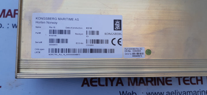 Kongsberg rai-16 rev.e3 marine store spare 6200354