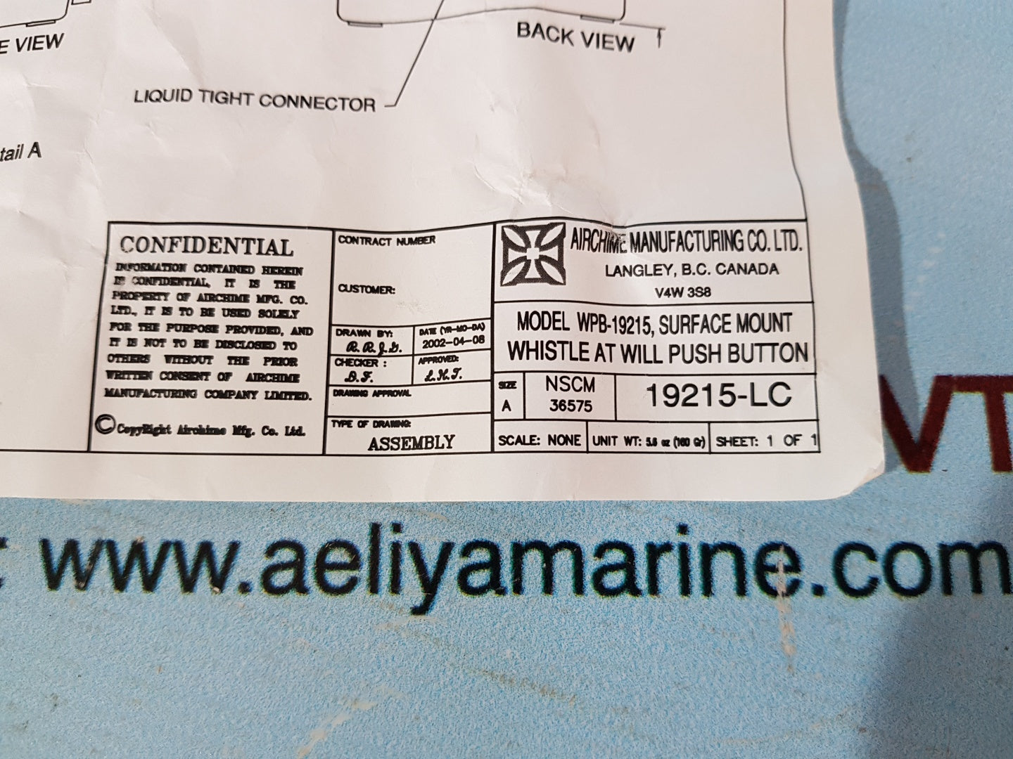 Airchime wpb-19215 surface mount whistle at will push button