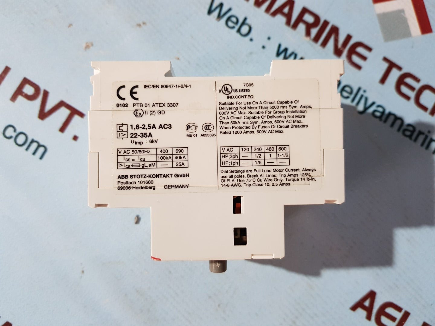Abb ms325-2.5 manual motor starter 1.6-2.5a