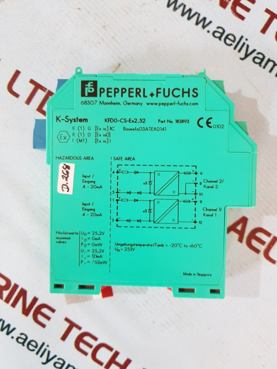 Pepperl fuchs kfdo-cs-ex2.52 channel repeater 183893