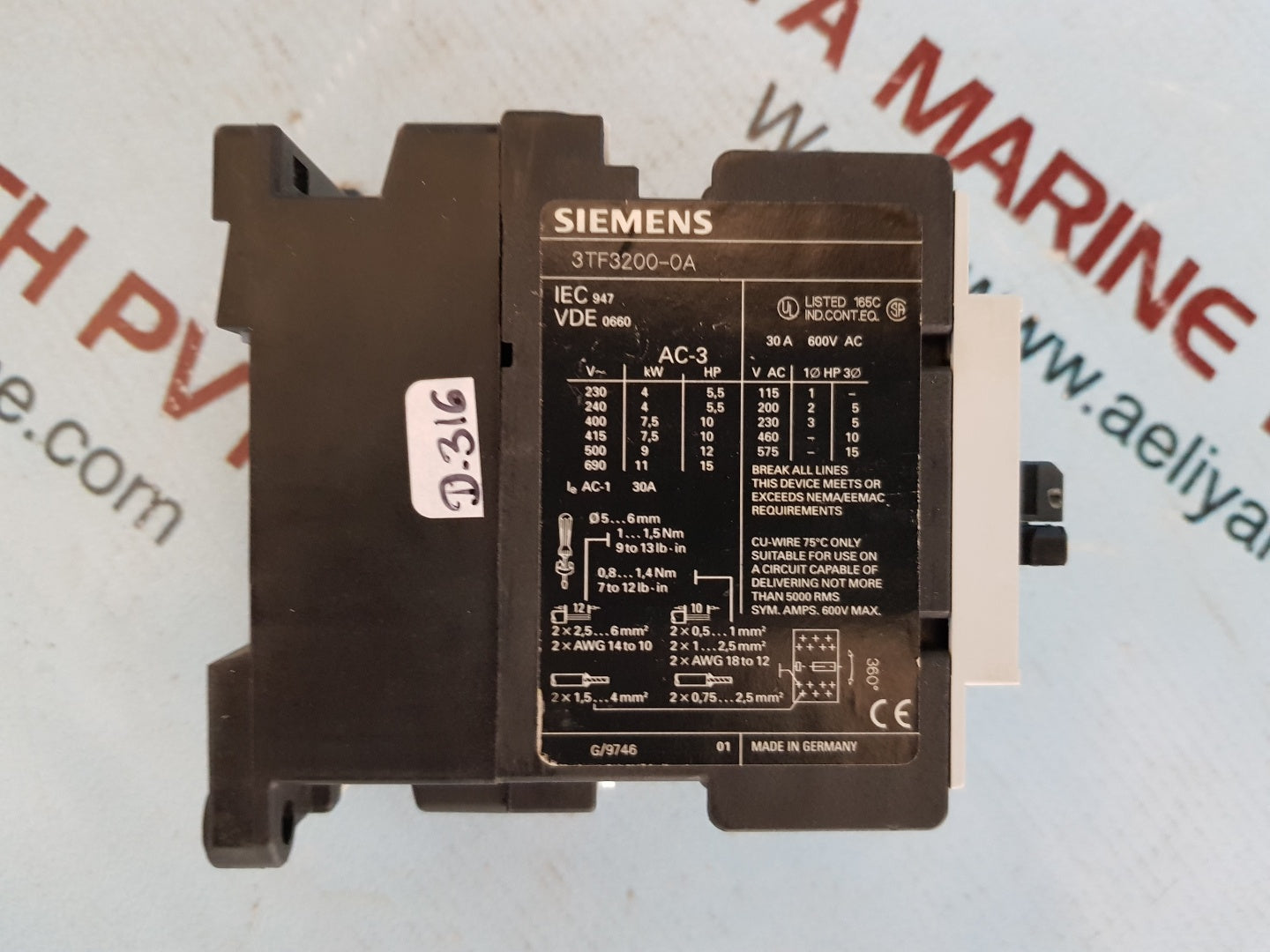 Siemens 3tf3200-0a Contactor 3 Pole 120v Coil