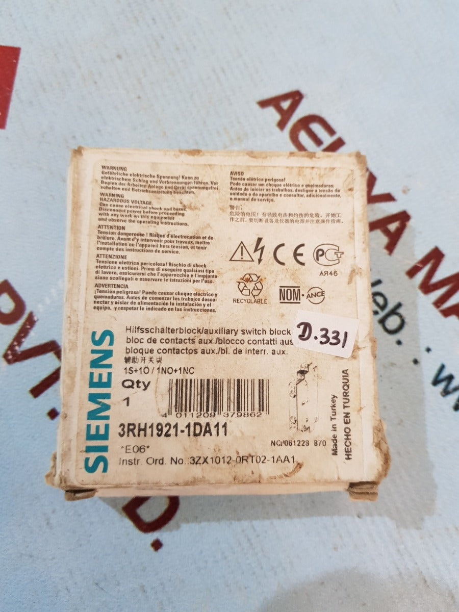 Siemens 3rh1921-1da11 auxiliary switch block – Aeliya Marine Tech