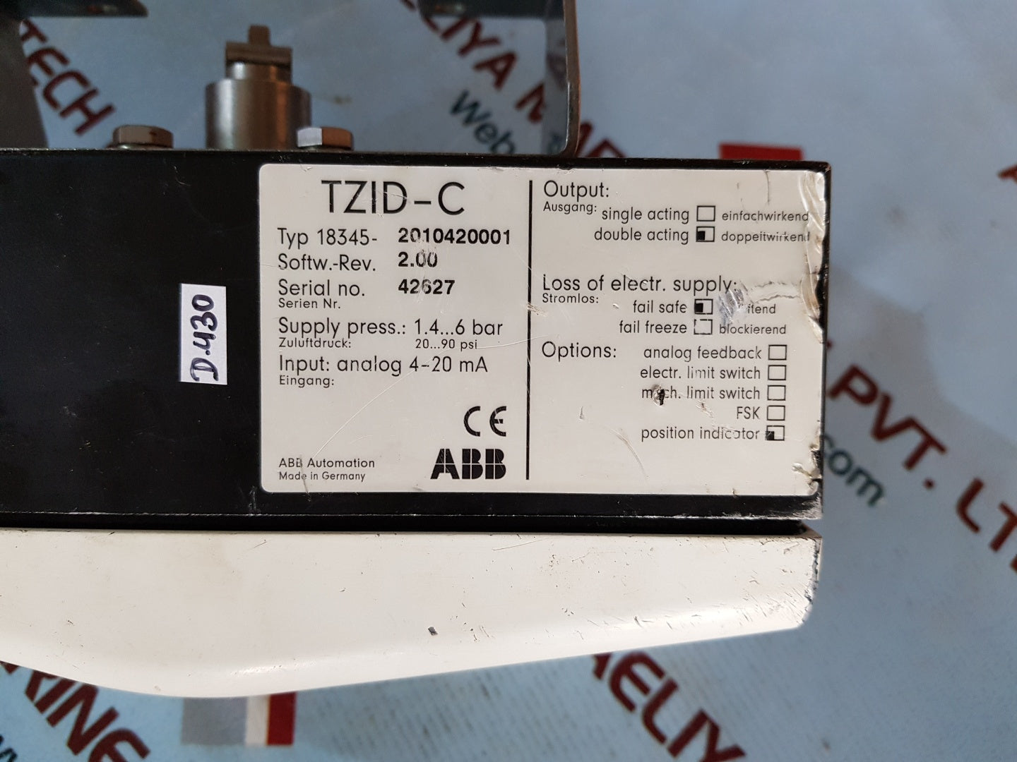Abb tzid-c 18345-2010420001 electro-pneumatic positioner