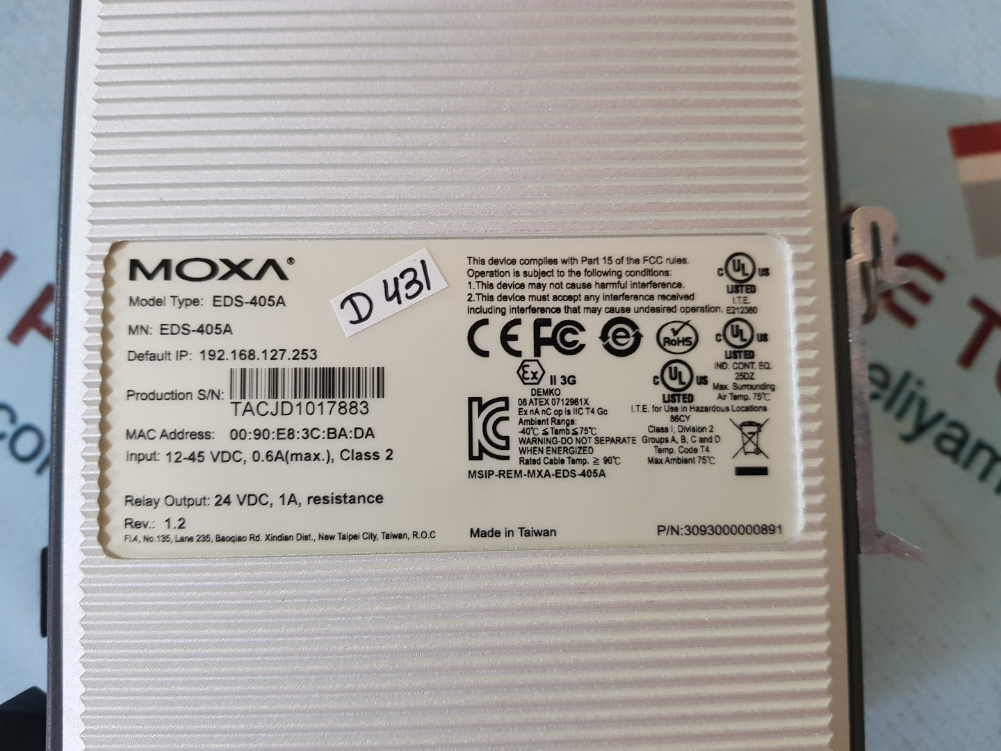 Moxa eds-405a etherdevice switch 3093000000891