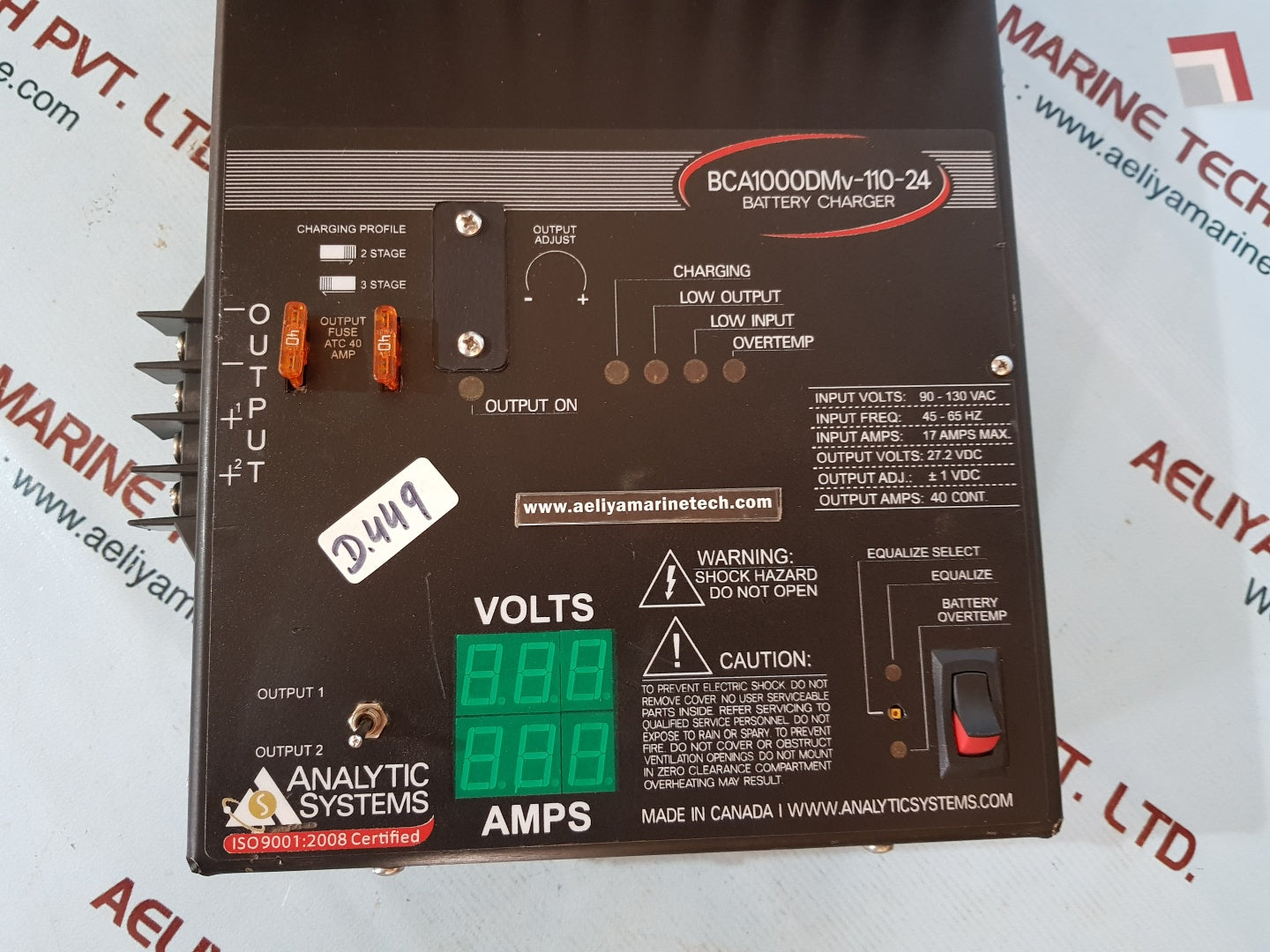 Analytic systems bca1000dmv-110-24 battery charger