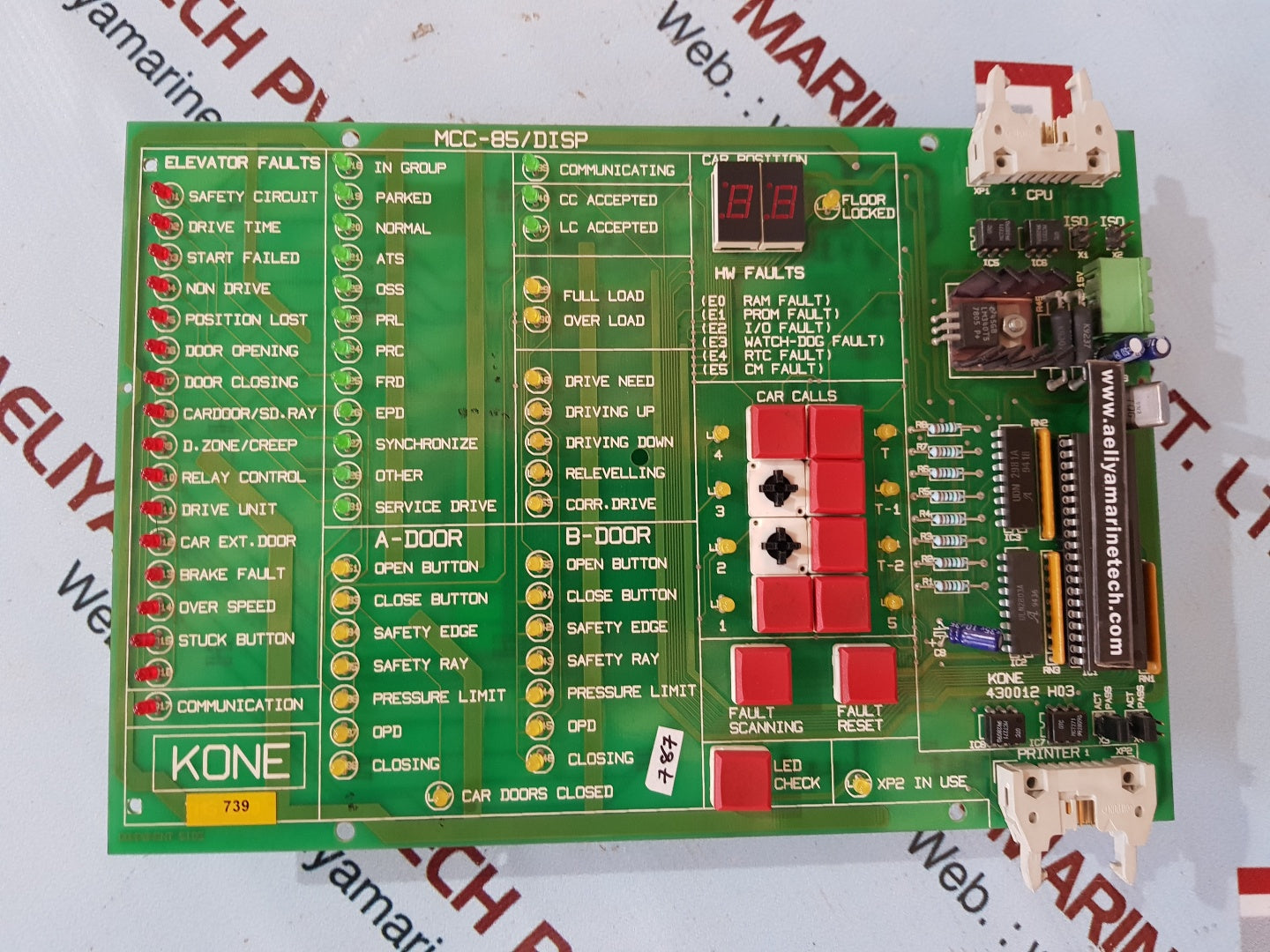 Kone 430012 h03 pcb card mcc-85/disp 430015g01 rev 1.1