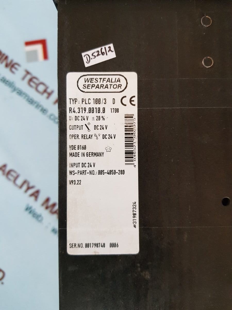 Westfalia separator plc 100/3 d 005-4050-280 programmable controller 