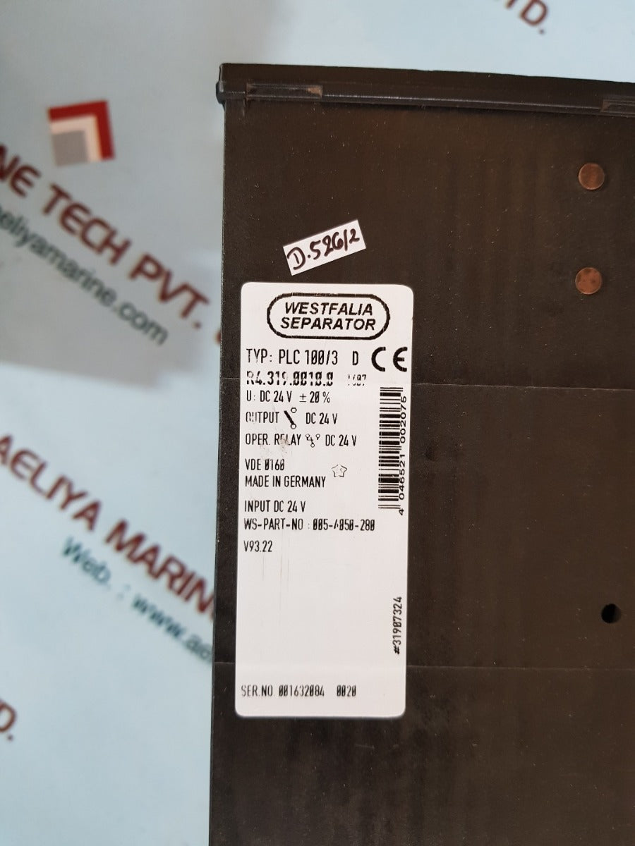 Westfalia separator plc 100/3 d 005-4050-280 programmable controller 