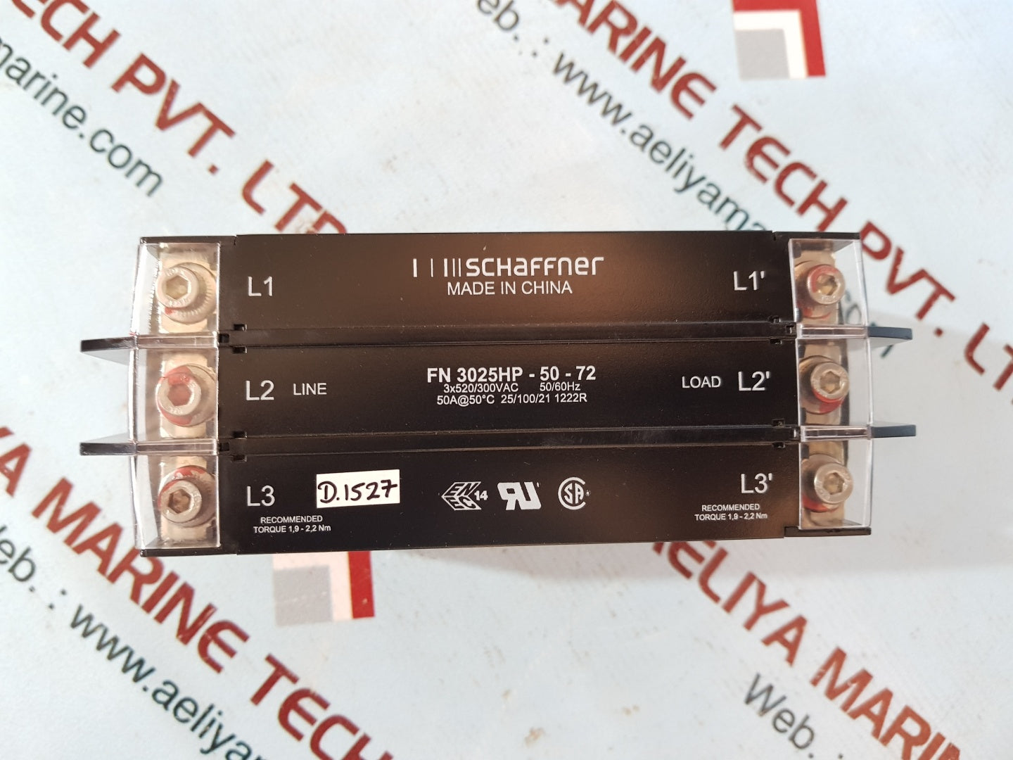 Schaffner fn 3025hp-50-72 power line filter 3x520/300vac 50/60hz 50a