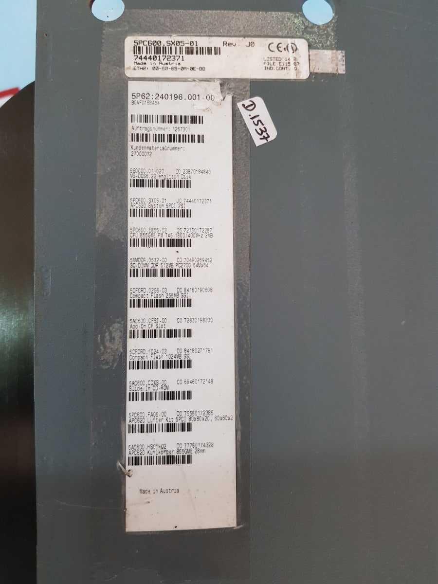 B&R Automation pc 5pc600.sx05-01 rev.J0