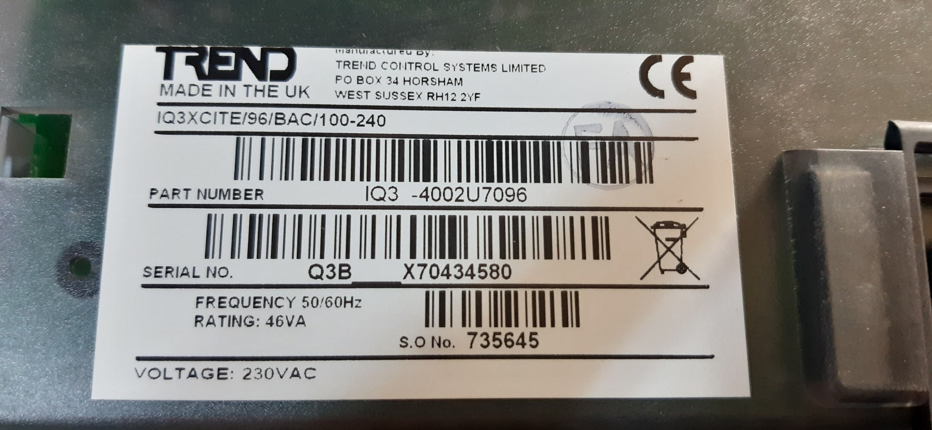 Trend iq3xcite/96/bac/100-240 web enabled controller iq3-4002u7096