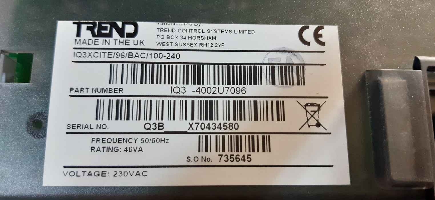 Trend iq3xcite/96/bac/100-240 web enabled controller iq3-4002u7096