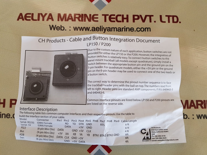 Ch products lp150,p200,and dt225 trackball dip switch