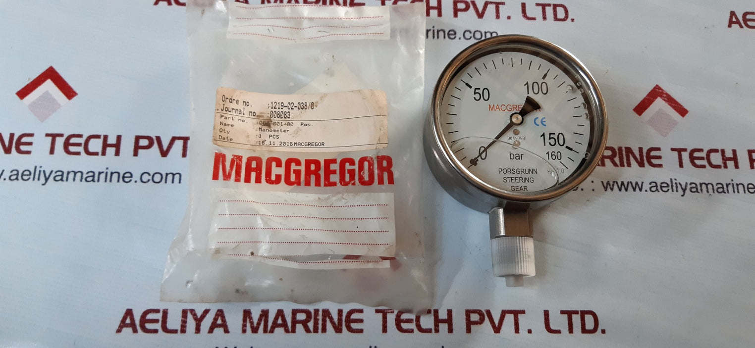 Macgregor kl.1,0 bar gauge 0 to 160 bar